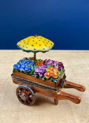 Tea Time Porcelain Limoges Box. Miniature Tea Setting, Tea/Coffee Pot & Cups with Floral Motif. Made in France. Highly Collectible.