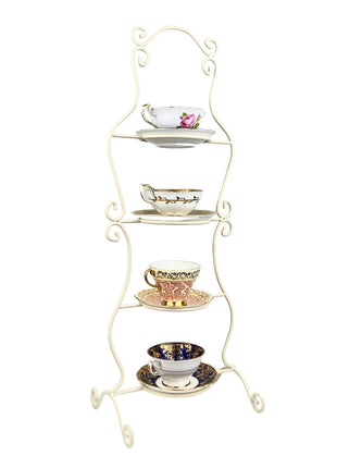 Tea Cup Stand. Vintage Design 4 Tier Metal Display Rack. Store, Cafe or home decor. Tea party decoration.