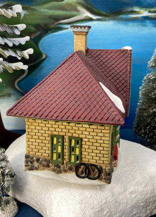 Christmas Department 56 / Apple Valley School / New England Village Series / Hand Painted Porcelain Building with Lights. 1995