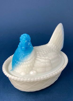 Fenton Bowl with Chicken on Lid.