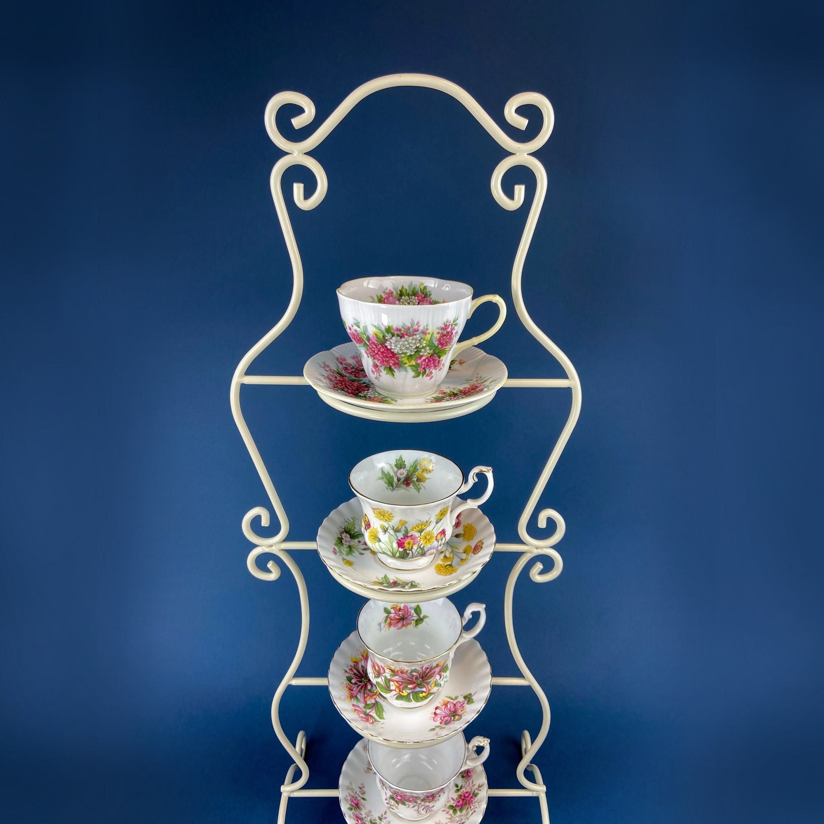TeaCup Display Stand. Vintage Design 4 Tier Metal Display Rack. Store ...