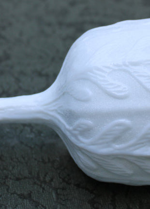 Milk Glass Footed Compote or Bowl with  Oak Leaf Pattern