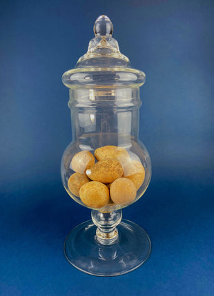 Large Lidded Apothecary with Eggs and Feathers. Alternative Spring/Easter Decor. Footed, Glass Storage Jar. Table Centerpiece. Shabby Chic.