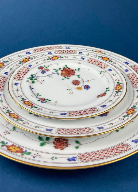 Vintage Porcelain Trio, Dinner Set by Noritake Ireland. Asian Inspired Three Plates: Dinner, Salad, and Dessert.