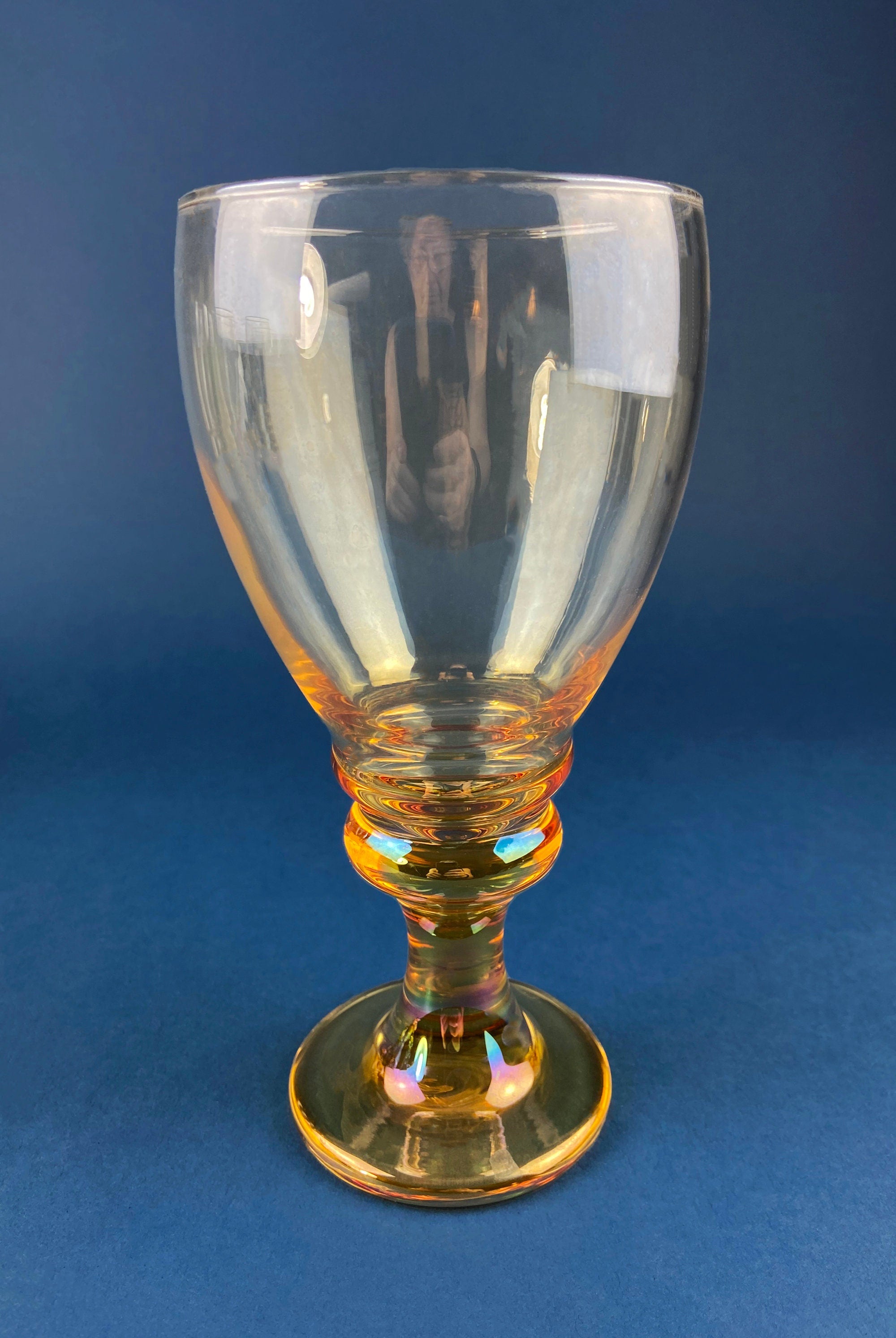 Vintage Iridescent Amber Drinking Glasses Bubble Design Set of 4