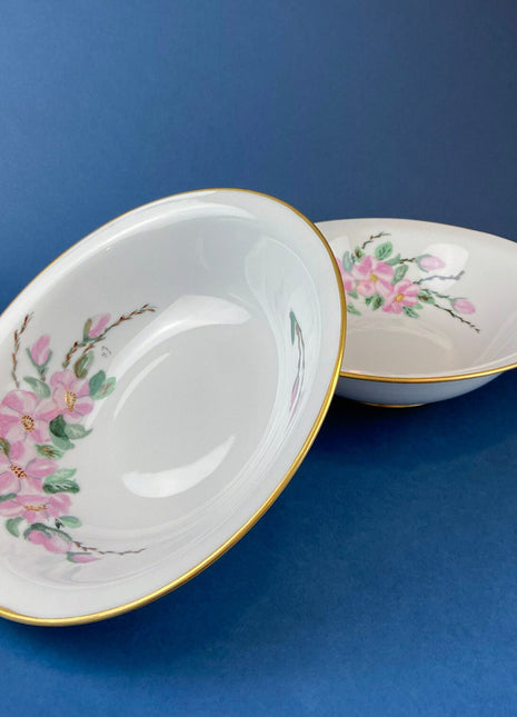 Antique Serving Bowls and Tureen. Two Large Bowls and Soup Bowl with Cover. Handpainted Flower Motifs. Eschenbach Baronet China.