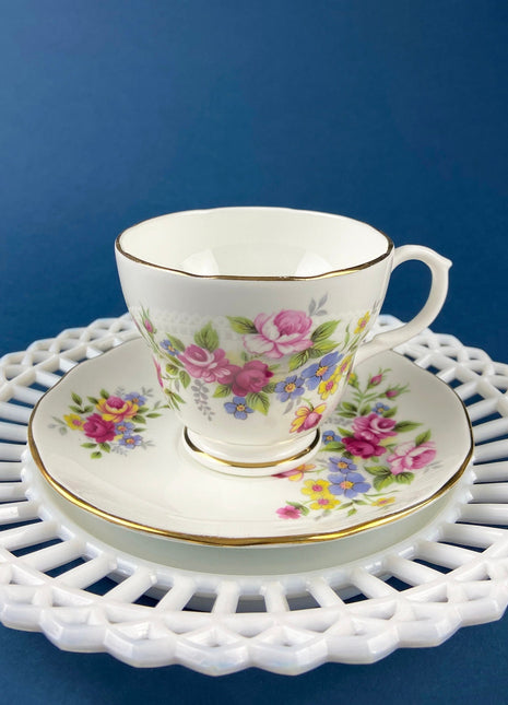 Vintage Tea Cup and Saucer. Duchess Bone China. Floral Motif. European Flair. Cottagecore Living. Collectible Tea Set. Tea Connoisseur.