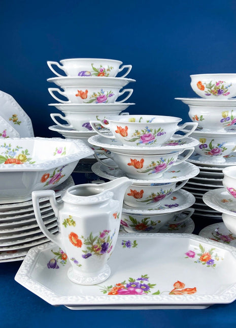 Antique Rosenthal 38 Piece Dinner Set. Classic Stamp, Maria, Florals. Modern Farmhouse. Fine Dining. Luxury Living.