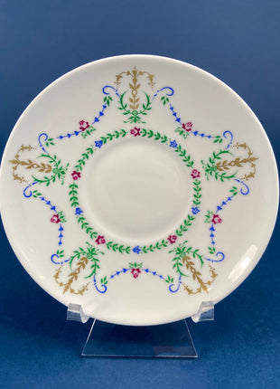 Vintage English Tea Cup and Saucer by Royal Chelsea. Antique Hand Decorated Teaware.