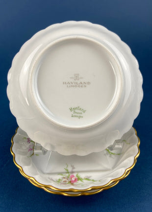 Antique Porcelain Berry Bowls and Plates. Set of 3 Small Limoges Plates and Berry Bowls. Made in France. Gift for Mom. Housewarming.