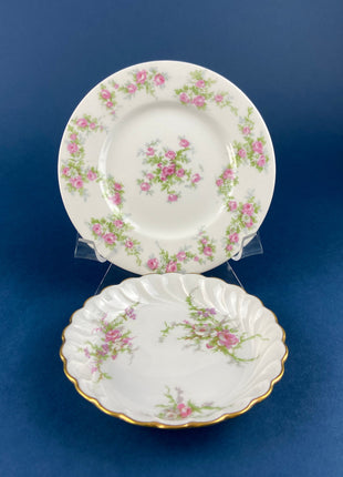 Antique Porcelain Berry Bowls and Plates. Set of 3 Small Limoges Plates and Berry Bowls. Made in France. Gift for Mom. Housewarming.