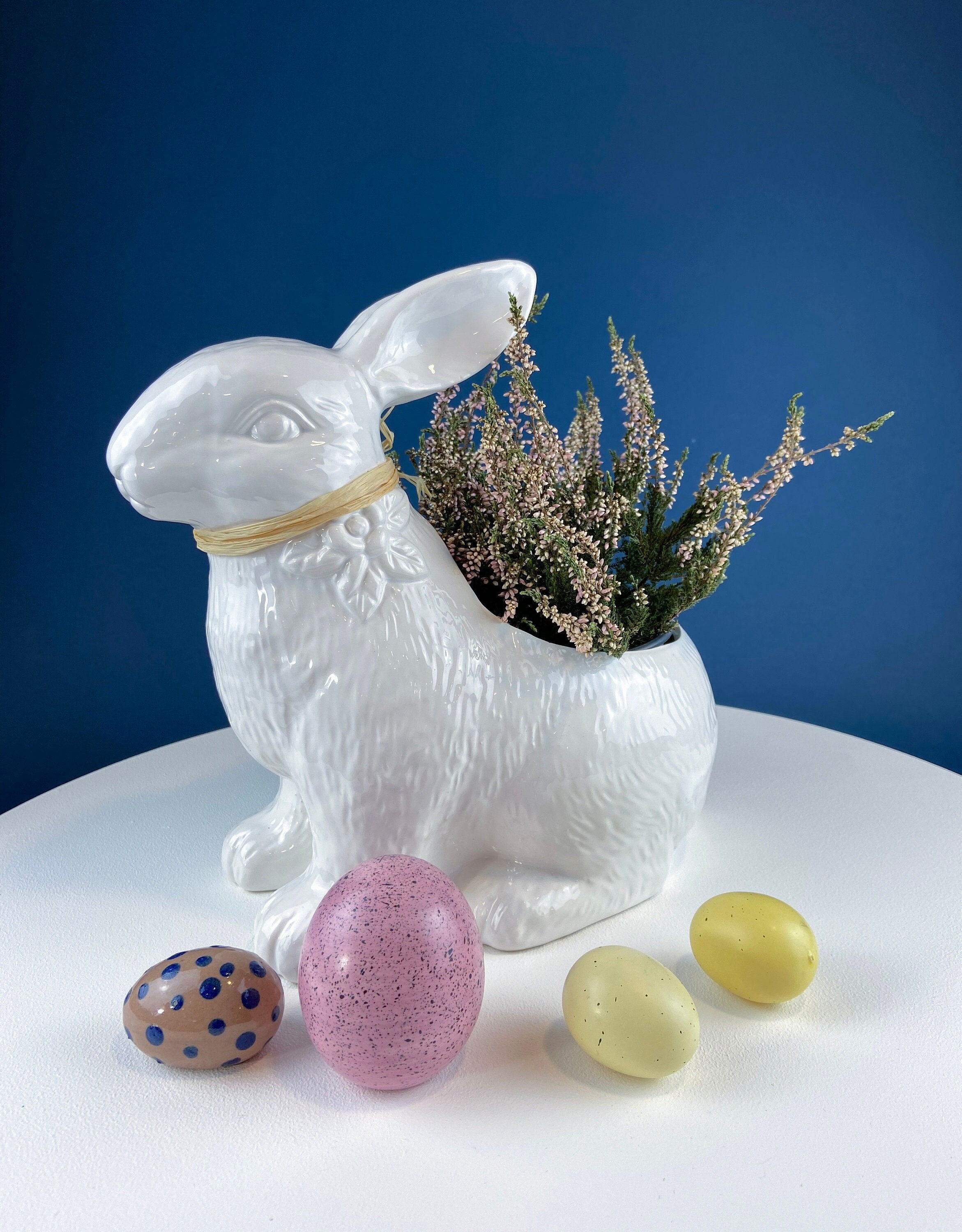 White Porcelain Bunny Planter. Large Ceramic Rabbit Figurine. Children ...