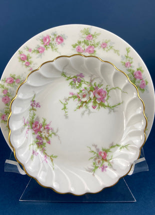 Antique Limoges 2 Berry Bowl Trios. 2 Small Serving Bowls, Salad & Dessert Plates. Hand-Painted Florals. French Country Living. Rare Find.