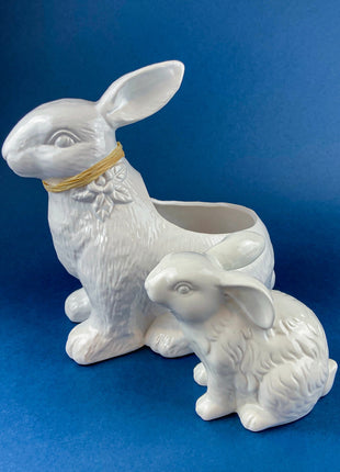 White Porcelain Bunny Figurine. Minimal, Cute Ceramic Rabbit Statue. Children's Room Decor. Easter/Spring Celebration. Cottagecore Living.