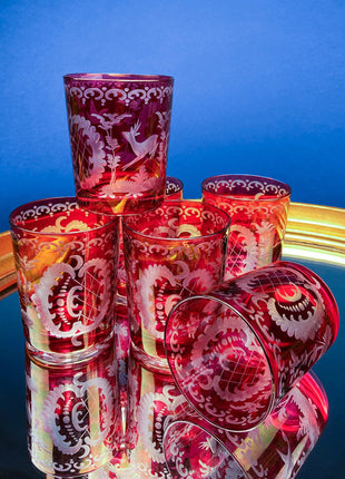 Vintage Blush Pink Depression Glass Tumblers. Set of Six Water/Juice Glasses With Fluting. 8oz Tumblers. French Country. Luxury Living.