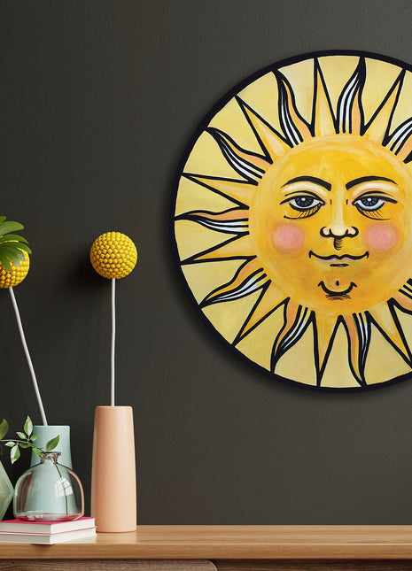 Sun Wall Art Ready to Hang 20" Smiling Yellow Sun Wall Decor