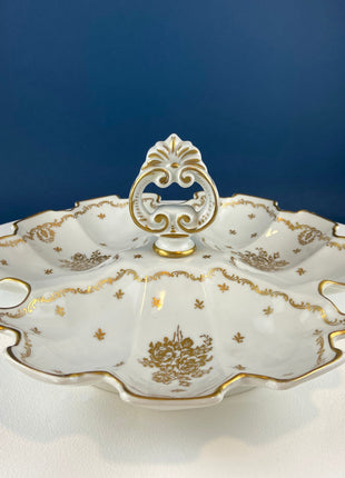 Antique Rosenthal Bowl. Footed Porcelain Bowl with Scalloped Rim and 22 Karat Gold Gilded Decor.