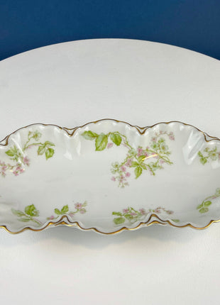 Stunning Oval Limoges Platter. Porcelain Small Serving Dish. Wild Roses Motif. Cottagecore Living. Highly Collectible. Wedding Registry.R