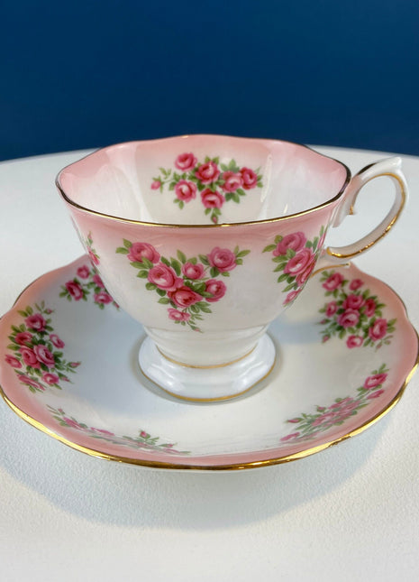 Vintage Tea/Coffee Cup and Saucer by Royal Albert. Dainty Dina Series, Mary. Hand Painted Roses. Cottagecore Living. English Breakfast.