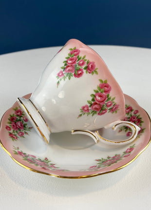 Vintage Tea/Coffee Cup and Saucer by Royal Albert. Dainty Dina Series, Mary. Hand Painted Roses. Cottagecore Living. English Breakfast.