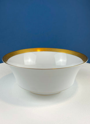 Stunning White and Gold Bowl. Wedding Band Porcelain Serving Dish. Sango Porcelain, Georgetown. Wedding Gift.