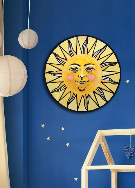 Sun Wall Art Ready to Hang 20" Smiling Yellow Sun Wall Decor