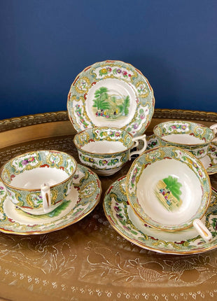 Tiffany and Co. Tea or Coffee Set. Chinoiserie or Asian Hand Painted Motif. Set of 4