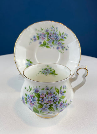 Vintage Forget-Me-Not Teacup & Saucer. Royal Albert Sonnet Series: Coleridge. Collectible Tea Set. English Breakfast in Garden. Wedding Gift