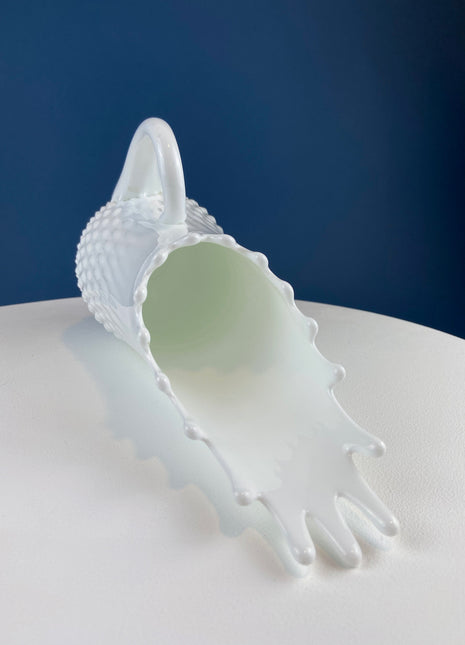 Milk Glass Hobnail Splash Vase. Fenton White Glass Flower Vase with Rims that Looks Like Splash. Collectible Vase. Wedding Gift.