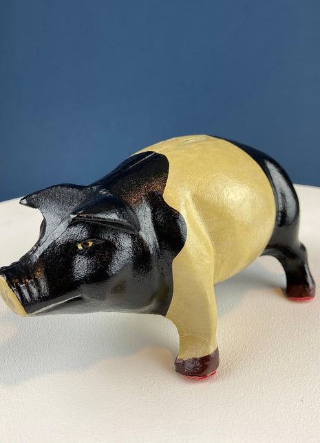 Vintage Cast Iron Piggy Bank. Black/White Metal Pig for Collecting Coins. Collectible Animal Shape Piggy Bank. Gift for Kids, Grandkids, Students