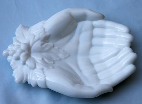 Westmoreland Milk Glass Hand Shaped Soap Dish / Trinket Tray / Jewelry Holder / Business Card Holder / Decorative Item for Home.