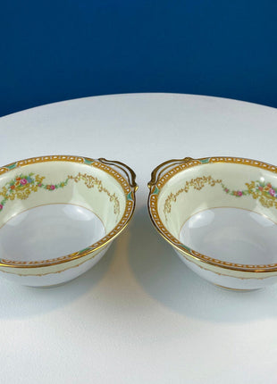 Noritake Renton Serving Bowls. Two 5.5" Vintage Porcelain Bowls for Berries, Nuts, Candy, Sauces or Dressings. Fine Dining. Cottagecore.