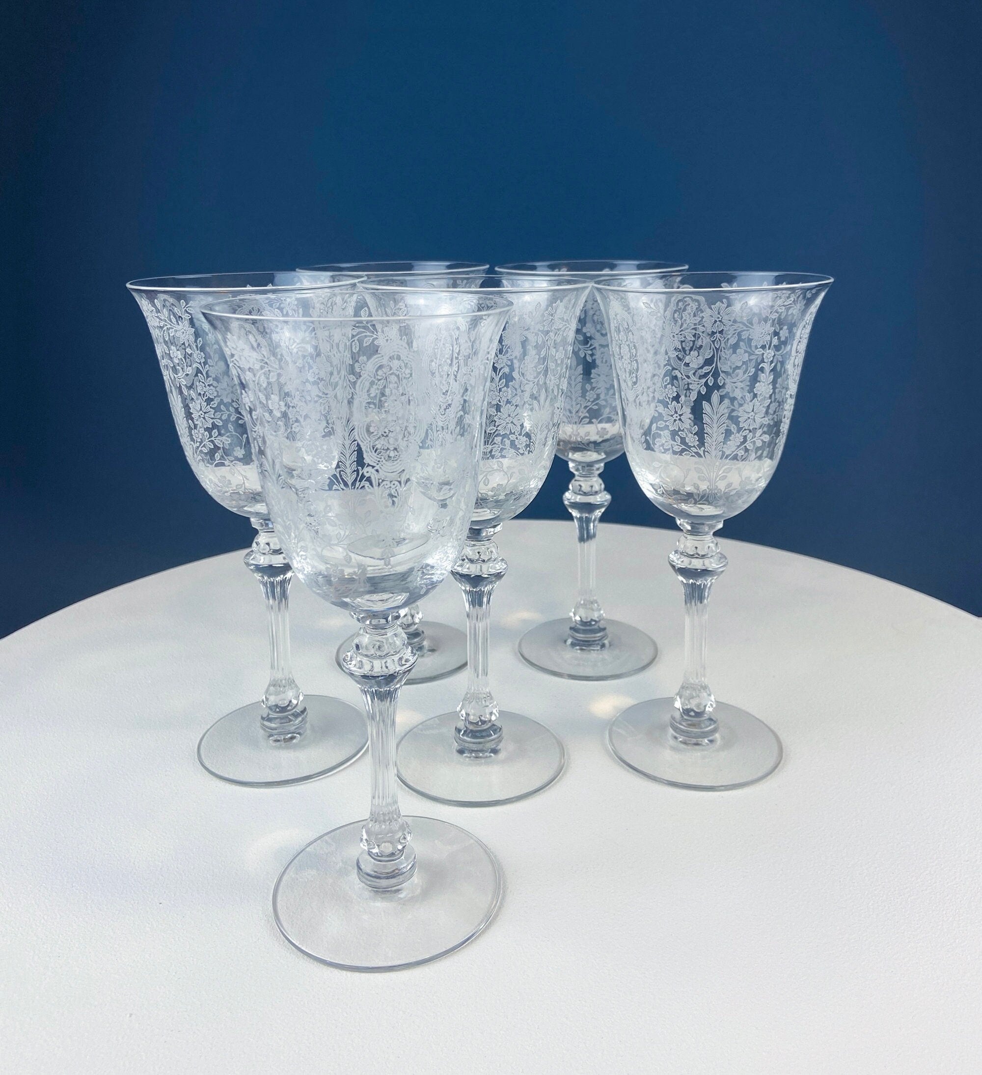 Tiffin Franciscan Crystal Bubble 17524 Wine Glasses Wide Mouth