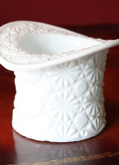 Westmoreland Milk Glass Hat Vase with Diamond and Stars