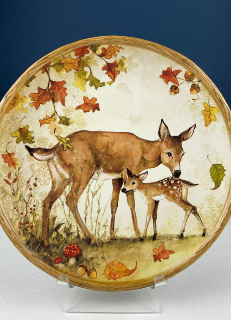 Cute Deer Mom and Baby Dinner or Serving Plate. Whimsical Plate. Kid at Heart or Grandparents' Gift for Grandkids. Fall Celebration.