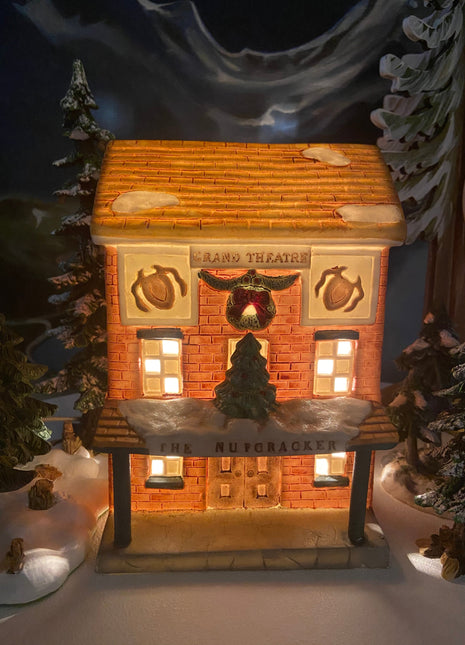 Grand Theater Nutcracker Christmas Village House. Illuminated Holiday Decor. Secular Holiday Decor. Kids Room. Store or Cafe Display.