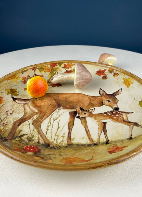 Cute Deer Mom and Baby Dinner or Serving Plate. Whimsical Plate. Kid at Heart or Grandparents' Gift for Grandkids. Fall Celebration.