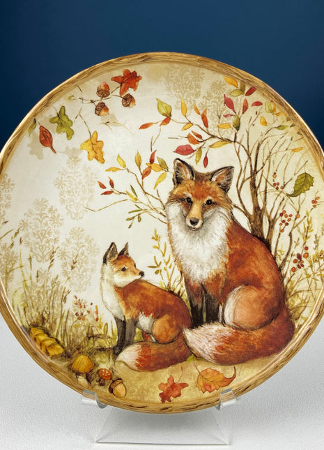 Cute Foxes Dinner Plate. Fox Mom with Her Pup. Whimsical Fall Themed Plate. Kid at Heart or Grandparents' Gift for Grandkids. Gift for Mom.