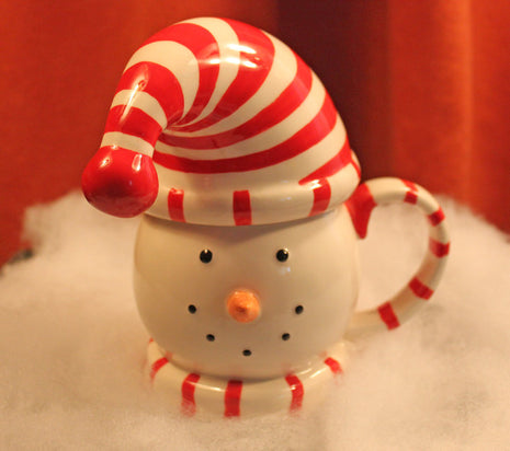 Christmas Decor Candle Mug Snowman and Hat Shaped Lid