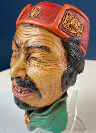 READY Vintage Chalkware Head of Smilling Asian Man in Red Hat. Life Like Caricature of Coolio. Ethnic Wall Hanging/Wall Art. Collectible Bus