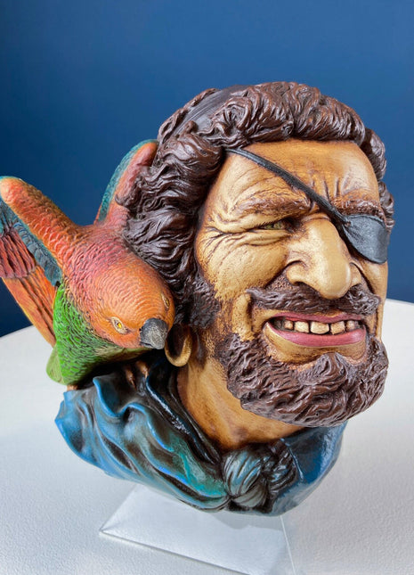 Vintage Chalkware Head of Highwayman with Pistol. Life Like Caricature of Pirate or Bandit. Wall Hanging/Wall Art. Collectible Bust.