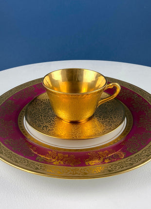 Gold on Gold Cup and Saucer by Wheeling, Germany. Stunning Gilded Tea Set. Luxury Living. Gift for Him or Her. Collectible Fine China.