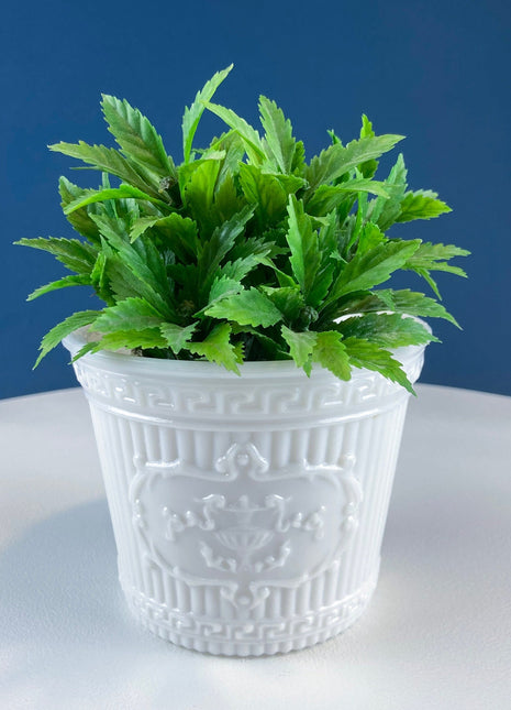 French Country Milk Glass Planter. Herb Pot. Window Sill Flower Pot. White Dining Room Decor. Gift for Gardener. Gift for Mom.