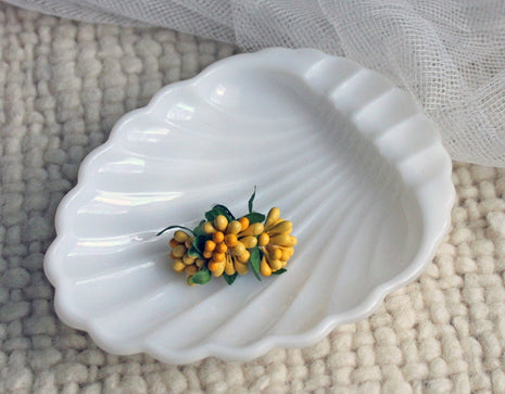 Milk Glass Soap Dish or Ashtray.  Shell Shaped with  Scalloped Rim.