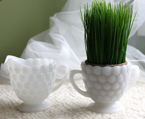 Vintage White Milk Glass Creamer and Sugar Bowl Set