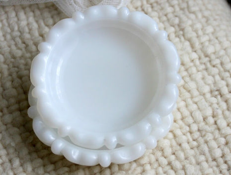 Pair of Milk Glass  Bowls.  Small Shallow Bowls for  Serving Nuts or Candy or Berries.