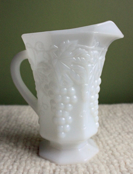 Vintage Milk Glass Pitcher. Large Hobnail Water or Juice Pitcher. Anchor  Hocking Pitcher or Vase. Home Decor.Gift for Her.