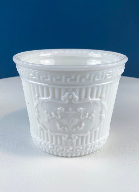 French Country Milk Glass Planter. Herb Pot. Window Sill Flower Pot. White Dining Room Decor. Gift for Gardener. Gift for Mom.