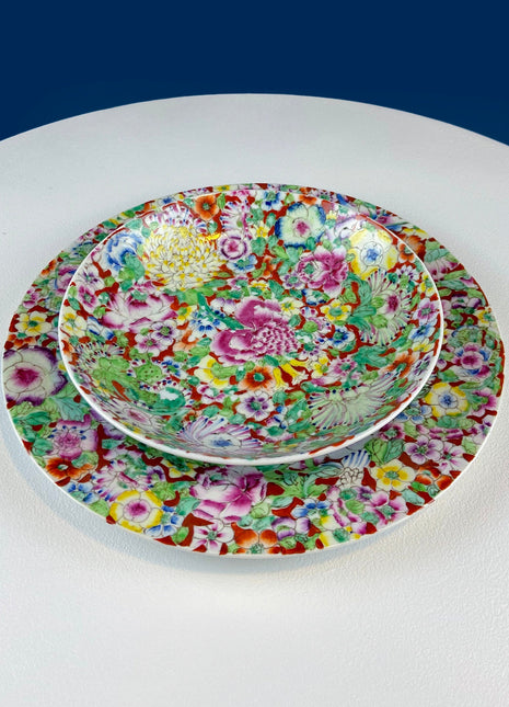 Antique Porcelain Hand Painted Display or Serving Bowl A.C.F.