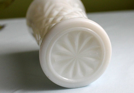 Milk Glass Crystal Vase with Crystal Diamond Motif